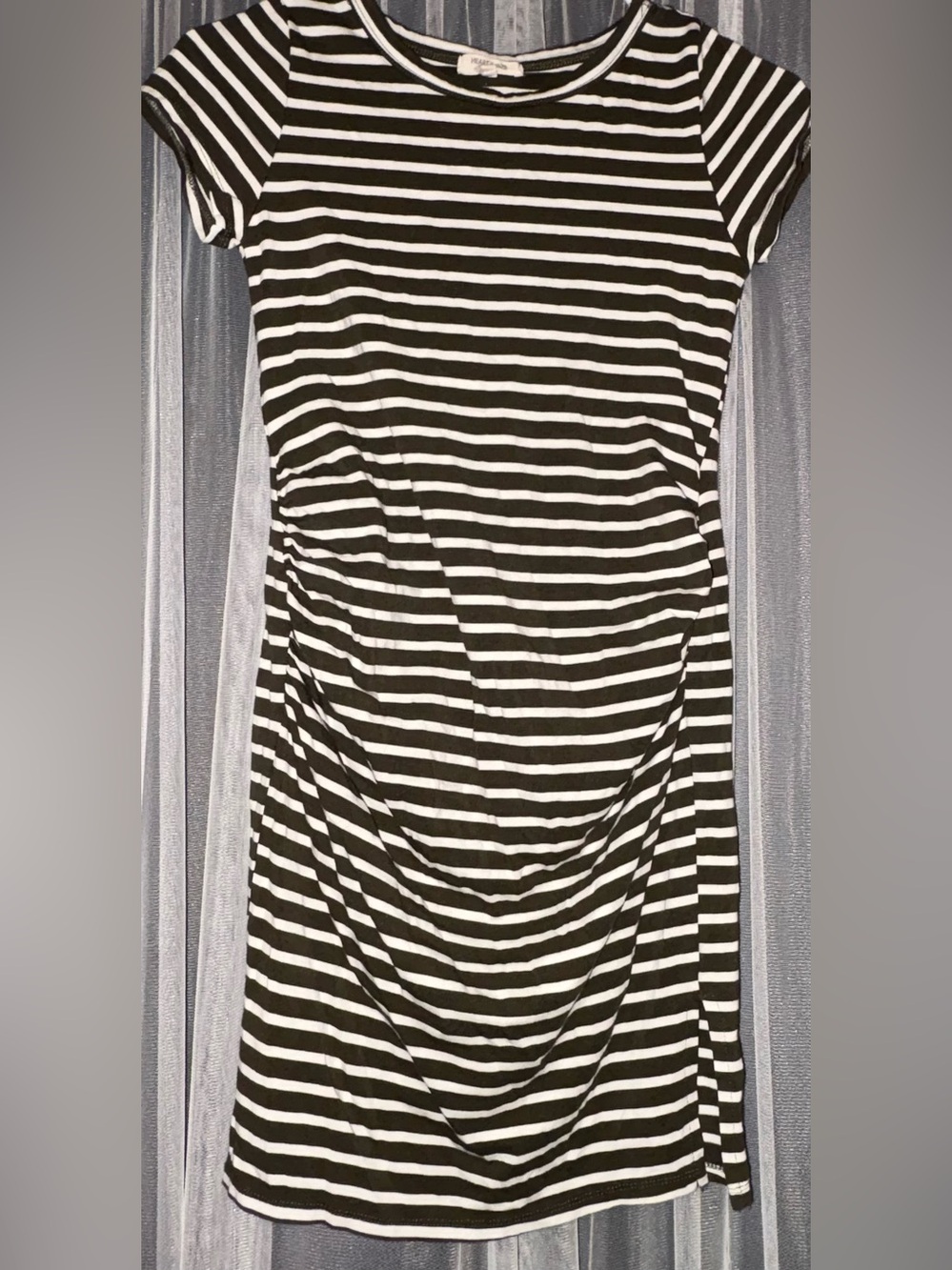 Olive and white Striped Midi Dress